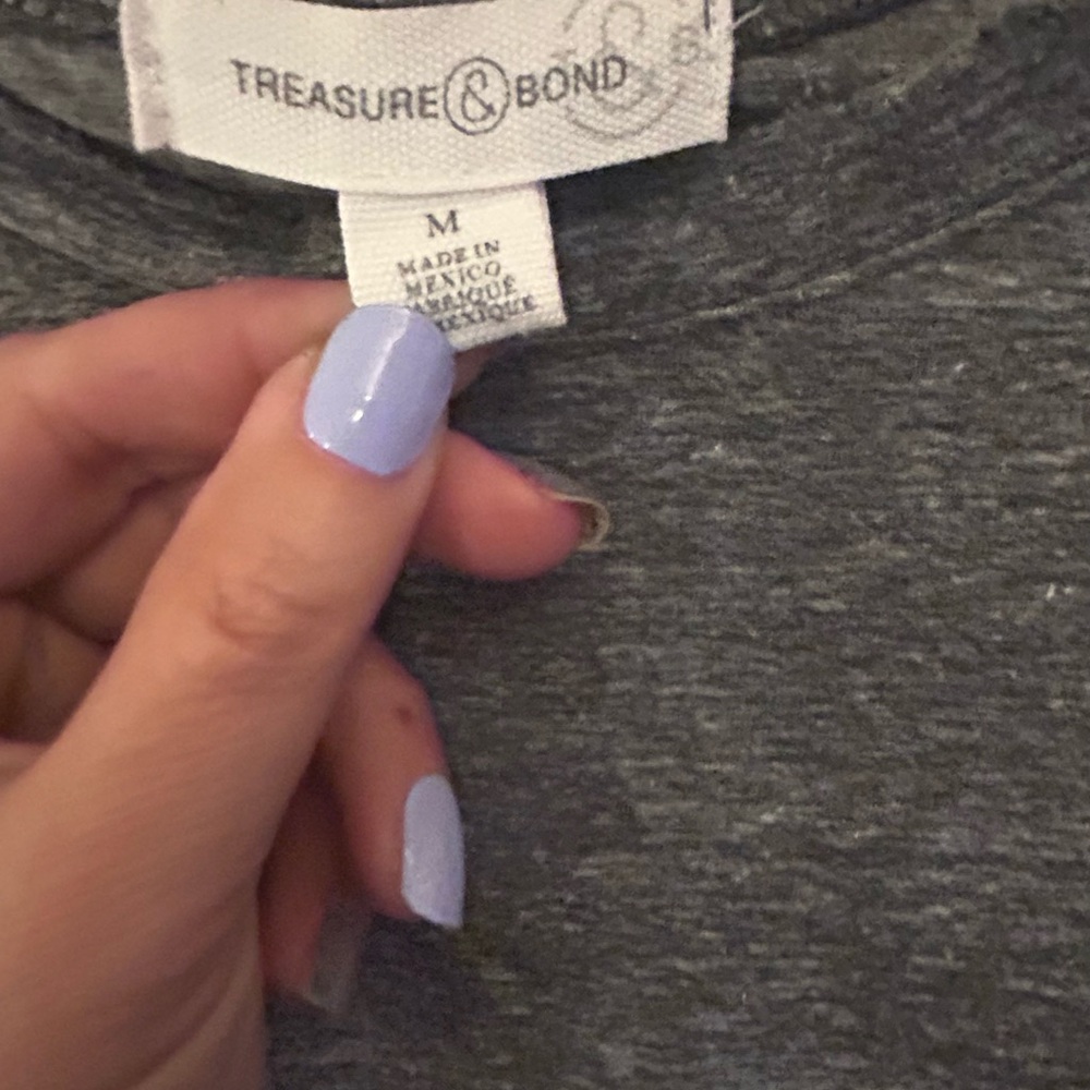 Treasure & Bond (Nordstrom) Charcoal Gathered Waist Heather Tee - Picture 3 of 7
